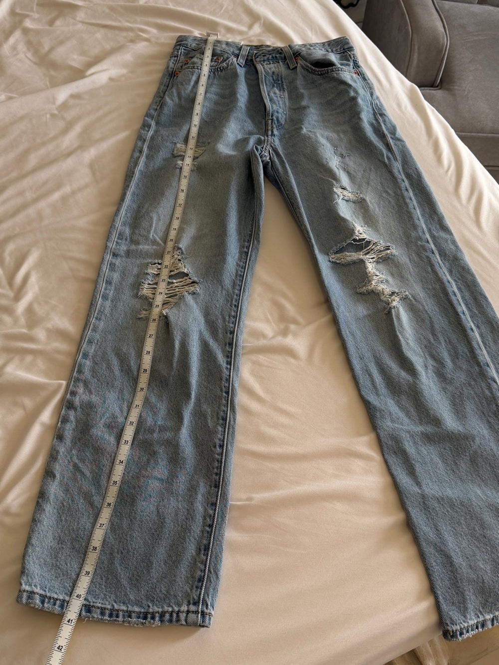 Levi's Light Blue Distressed Women's Straight Jeans
